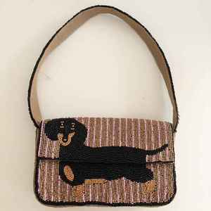 Sac de soirée de luxe fait main vintage pour femme, broderie de perles, fermeture à loquet, en toile avec doublure en coton, multi-usages - Product Image 1