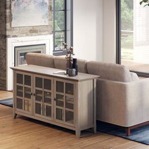 Acadian Distressed <b>Grey</b> Wide <b>Storage</b> Cabinet for Living Room - Product Image 1