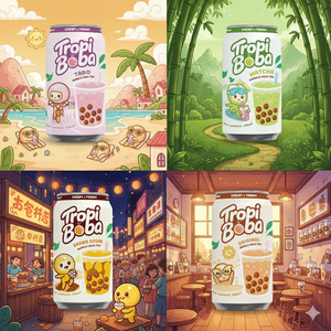 Boisson au thé au lait Boba à marque privée, perles de tapioca noires, certifiée HALAL, en canette aluminium, 8 Brix, prix bas, Vietnam - Product Image 2