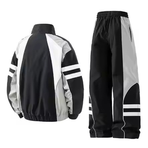 Spring Plus Size Lightweight Breathable Cotton Hooded Jogging Suits <b>Windbreaker</b> Tracksuits Set Printed 2 1 <b>Black</b> Custom Logo - Product Image 2