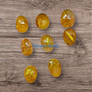 Cabujón de piedras preciosas sueltas facetadas de rutilo dorado Natural, forma de mezcla pulida, fabricación de joyas certificadas de cristal de todos los tamaños - Product Image 4