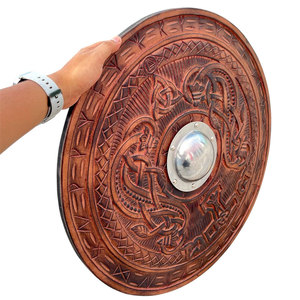 Escudo Redondo Vikingo de Madera Resistente, Artesanía Nórdica Tradicional Hecha a Mano para Accesorios de Disfraces y Colección - Product Image 1