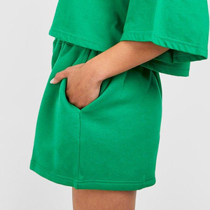 Ensemble short 2 pièces pour femme, design vintage, short taille haute, haut à manches courtes, 100% coton, respirant, écologique - Product Image 5