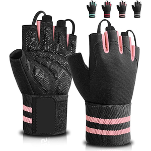 <b>Half</b> Finger Gym Fitness Gloves Black Green Mesh Breathable Non <b>Slip</b> Adjustable Wrist Strap for Weight Lifting Training Unisex - Product Image 4
