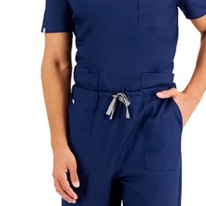 Conjunto de Uniforme Médico para Hombre, Cuello en V, Color Azul Marino, con Bolsillos, Pantalones de Manga Corta, Tejido de Algodón y Poliéster - Product Image 5