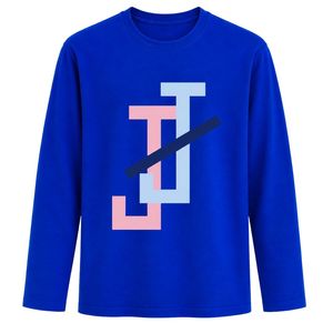 Royal Blue JJ Logo Embroidered Long Sleeve Shirt Crew Neck Lightweight Top with Ribbed Cuffs for Casual Sportswear and Team - Product Image 1