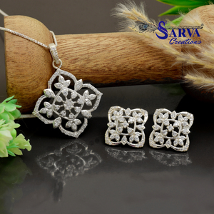 Ensemble collier et boucles d'oreilles SARVA Creations, bijoux floraux en cristal pour femmes, cadeau de mariage, style luxueux - Product Image 2