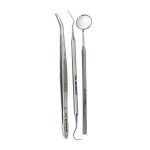 Kit Dental Profesional de 3 Instrumentos de Higiene con Espejo, Explorador y Pinzas para Inspección y Limpieza Bucal - Product Image 1