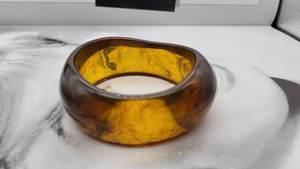 Handmade Amber Marble Resin Bangle Chunky Organic Wavy Resin Craft Curved Dome Cuff Bracelet Women Jewelry - Product Image 5