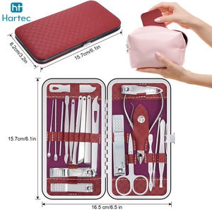 Matte Color Leather Box Professional Stainless Steel Manicure and Pedicure Set High-End Personal Grooming <b>Nail</b> Care Kit - Product Image 5