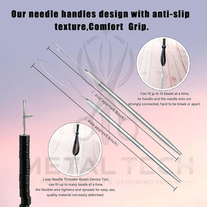 Complete Hair Extension Application Kit with Extension Plier, Wire Loop <b>Tool</b>, Hook Needle, Sectioning Clips, Finger Guard & Care - Product Image 6