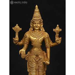 Escultura de latón hecha a mano de 7 pulgadas de Tirupati Balaji (Venkateshvara) hecha en India Pose de pie - Product Image 3