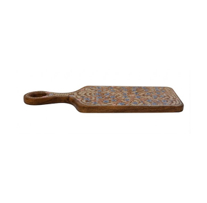 Planche à découper en bois artisanale à motifs floraux, plateau de service décoratif, plateau à fromage et charcuterie artisanal en émail, motif floral - Product Image 3