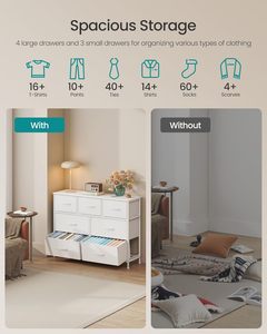 ตู้ลิ้นชักสีขาวสไตล์มินิมอล 7 ชั้น พร้อมแผง MDF สำหรับจัดเก็บในห้องนอน - Product Image 5