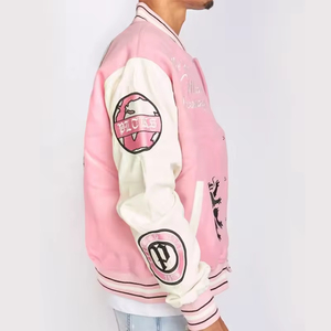 OEM Custom Chenille Embroidery Logo Baseball Letterman <b>Jacket</b> Cotton Bomber Varsity <b>Jacket</b> Plus Size <b>Mens</b> - Product Image 5