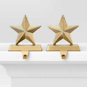 Gold Metal Fern Leaf <b>Christmas</b> <b>Stocking</b> Holder Decorative Hook for Holiday Display - Product Image 3