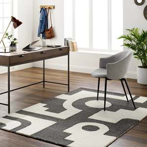 custom grey and white rug square shaped Hand Tufted Wool Rug Soft Modern Non-Slip Pet Friendly Picnic Area <b>Carpet</b> Custom Size - Product Image 2