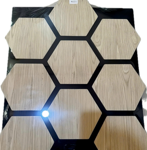 Panel Acústico Hexagonal de Madera Akupanel Negro con Fieltro Acústico y Chapa de Madera MDF para Paredes Interiores - Product Image 1