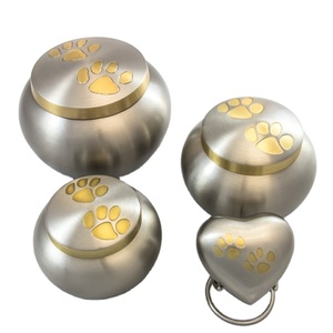 American Style Large Metal Urn with Silver Custom Funeral Cremation <b>Keepsake</b> Hand Carved Brass Heart for Memorial of Pets Humans - Product Image 2