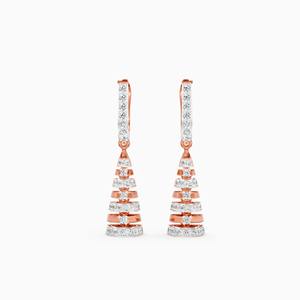 Elegantes pendientes colgantes cónicos con diamantes cultivados en laboratorio de 0.57 quilates en oro amarillo, blanco y rosa de 9 quilates. - Product Image 1