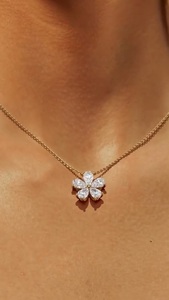 1.50CT Pear Cut Flower Shape Lab Grown Filled Diamond Pendant 14K Rose Gold IGI Certified Romantic Wedding Jewelry <b>Gift</b> Women's - Product Image 3