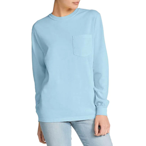 Chemise à manches longues en coton multicolores pour impression de logo de marque personnalisé, t-shirt en coton bio, durable et respectueux de l'environnement - Product Image 3