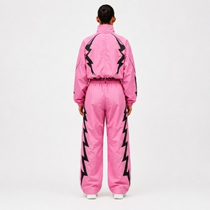 Black Nylon Sports Training Tracksuit Jacket and Pants <b>Set</b> for Fitness Running Workout Gym Athletic and Outdoor Activities - Product Image 2