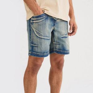 Pantalones Cortos de Mezclilla para Hombre OEM ODM, Ligeros, de Mezcla de Algodón, Bordados, de Cintura Media, Rectos, Transpirables, Estilo Hip Hop - Product Image 1