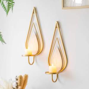 Gold Iron Hanging Wall <b>Candle</b> <b>Sconce</b> Gold Metal Holder for Living Room Bedroom Hallway Home Decor - Product Image 4