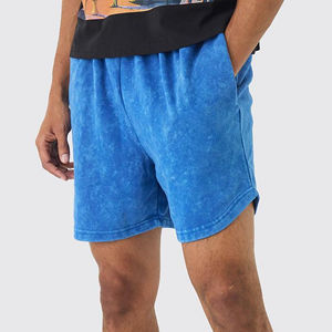 Pantalones Cortos de Malla Transpirable al por Mayor, Pantalones Cortos de Algodón Desgastado con LOGO Personalizado, Pantalones Cortos con Efecto Deslavado por el Sol, Pantalones Cortos para Hombre con Borde Cortado y Lavado Ácido - Product Image 4