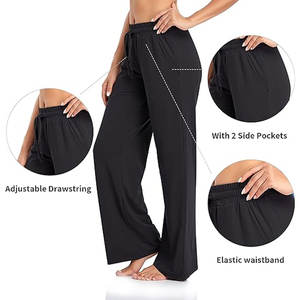 Pantalones deportivos y pantalones de yoga para mujer con bolsillos, pantalones anchos con cordón para mujer, pijamas cómodos - Product Image 5
