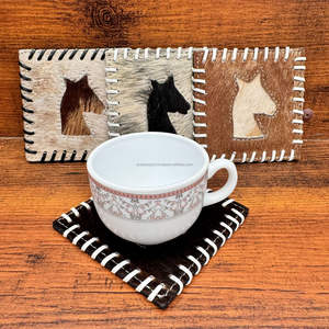 Nuevo juego de posavasos cuadrados de cuero de vaca occidental para decoración del hogar, juego de posavasos de cuero genuino de grano completo, alfombrilla para mesa de café, alfombrilla para taza - Product Image 2