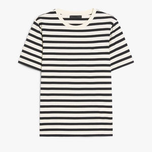Camiseta de Mujer con Hombros Caídos, Corte Holgado, Tejida en Mezcla de Algodón y Poliéster, Diseño Liso, Largo Extra - Product Image 1