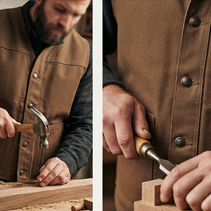 Wholesale Men Canvas <b>Utility</b> <b>Vest</b> Rugged Cotton Workwear Sleeveless Jacket MultiPocket Storage Rib Knit Collar Front Button <b>Vest</b> - Product Image 4