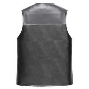 Gilet en cuir de moto brodé rétro vintage grande taille pour hommes, coupe-vent, gilet sans manches pour motard, veste Streetwear chevalier - Product Image 3