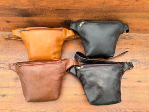 Riñonera de cuero Crunch de grano completo hecha a mano, bolsa de viaje de cuero genuino, riñonera con correa ajustable de calidad superior para Unisex - Product Image 4