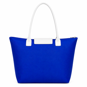 Bolso Tote Personalizado de la Hermandad Zeta Phi Beta, Azul y Blanco con Logotipo Bordado, de Gran Capacidad para Uso Diario, en Cuero para Mujer - Product Image 3