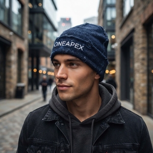 Men's <b>Navy</b> Blue Distressed Beanie <b>Hat</b> Knit Cuffed Winter Cap Unisex Streetwear Skull Cap Custom Logo Wholesale Fashion Accessory - Product Image 5