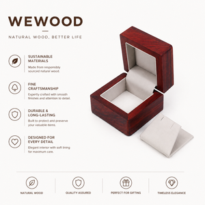 กล่องใส่เครื่องประดับไม้สี่เหลี่ยมหรูหรา สลักลายตามสั่ง WEWOOD OEM ODM |   กล่องเก็บของแม่เหล็กไม้เนื้อแข็งสำหรับบรรจุภัณฑ์เครื่องประดับ - Product Image 3