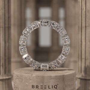 14K Gold Round Lab Grown Diamond Full Eternity Ring Luxury <b>Wedding</b> Band for Women - Product Image 2