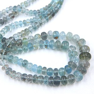 Perles en forme de rondelle lisses en aquamarine mousse, pierres précieuses naturelles, fournitures pour la fabrication de bijoux - Product Image 1