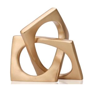 Escultura Moderna de Nudo Geométrico Dorado para Decoración de Mesa de Oficina u Hogar - Product Image 1