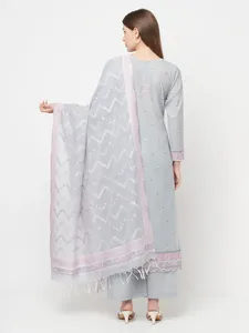 Safaa brand Light Gray Cotton Salwar Kameez with Dupatta Women's Traditional Casual Wear cotton dress material - Product Image 1