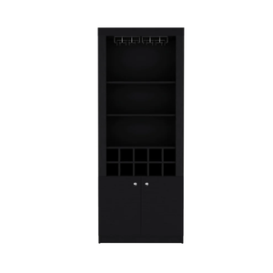 Mueble Bar Alto con Soporte para Copas, Cuatro Estantes de Almacenamiento, Diez Compartimentos para Botellas de Vino, Almacenamiento Multiusos Moderno - Product Image 4