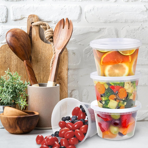 Recipientes de Plástico PP de 16 oz con Tapas, Diseño Moderno, Desechables, para Almacenamiento de Alimentos, Sopa, Comida para Llevar, Recipientes para Llevar Comida - Product Image 1