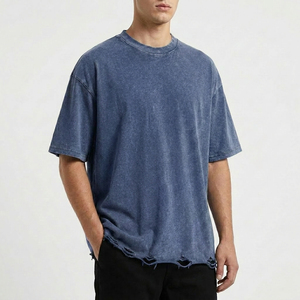 Fabricants de vêtements fabriqués au Pakistan, logo personnalisé, streetwear, impression personnalisée, t-shirt en coton délavé à l'acide pour hommes - Product Image 4