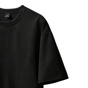<b>Mens</b> <b>Black</b> Embroidered T-<b>Shirt</b> <b>Short</b> <b>Sleeve</b> O-Neck Streetwear Casual Tee Back Embroidery Blank 250g Oversized Wholesale Apparel - Product Image 3