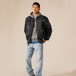 Chaqueta Bomber para Hombre, Estilo Casual, Cierre de Cremallera, Resistente al Viento, Relleno de Algodón, Acolchado Frontal de Poliéster Grueso, para Invierno - Product Image 1