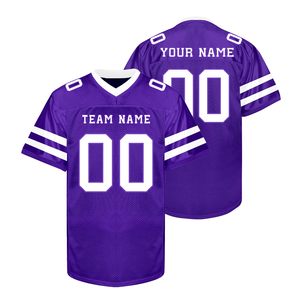 Men's Purple V-<b>Neck</b> Football Jersey Short Sleeve Custom Sublimated Print Breathable Mesh Sport Apparel All Seasons Regular Fit - Product Image 1