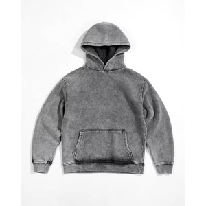 Sweat à capuche oversize personnalisé pour homme, délavé à l'acide, gris anthracite vintage, en molleton de coton, séchage rapide, streetwear décontracté, OEM ODM - Product Image 1